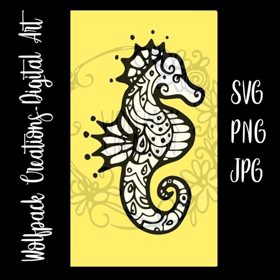 Download Sea Horse Zentangle Mandala Svg Etsy 3D SVG Files Ideas | SVG, Paper Crafts, SVG File