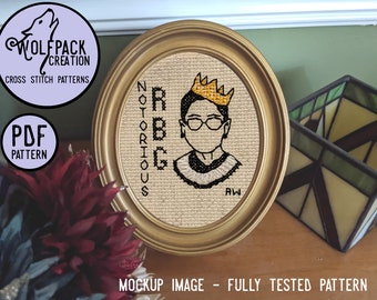 Tribute to Ruth Bader Ginsburg - Cross Stitch Embroidery Pattern