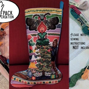 It's a Cozy Cryptids Christmas! Christmas Stocking Cross Stitch Pattern