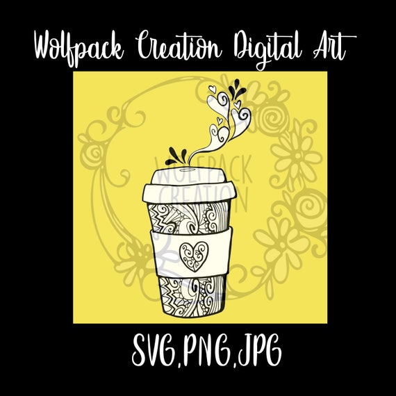 Download Coffee Zentangle To Go Mandala Svg Etsy