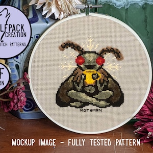 Cozy Cryptid Mothman Cross Stitch Pattern