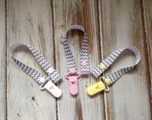 Boutique Grey Chevron Pacifier Clips Choose Color