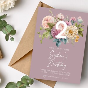 Spring Floral 2nd Birthday Invitation | INSTANT DOWNLOAD | Peony Rose Second Party Invite | Flower | Digital Editable Printable Invite MM94