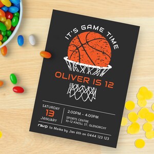 Invitación de cumpleaños 12 de baloncesto / DESCARGA INSTANTE / Invitación deportiva / Fiesta de cumpleaños número 12 / Invitación imprimible editable digital MM82