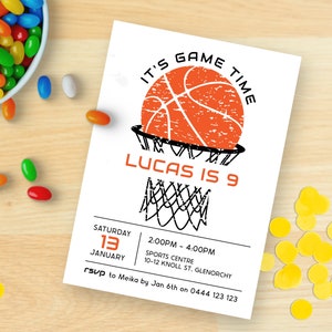 Invitation d'anniversaire du 9ème basket-ball | TÉLÉCHARGEMENT INSTANTANÉ | Invitation sportive | Neuvième anniversaire | Invitation imprimable numérique modifiable MM81