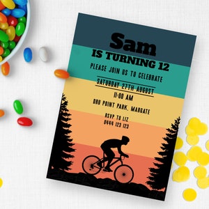 d'anniversaire de vélo de montagne 12ème | TÉLÉCHARGEMENT INSTANTANÉ | Invitation à la douzième fête BMX pour garçons | Modèle numérique imprimable modifiable MM17