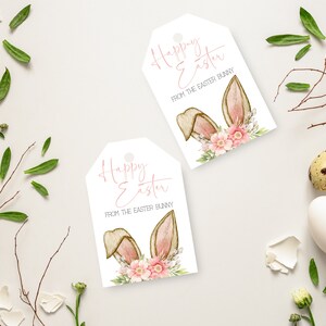 Easter Bunny Ears Gift Tag INSTANT DOWNLOAD Easter Treat Gift, Easter Basket Tag, Rabbit, DIY editable printable MM70