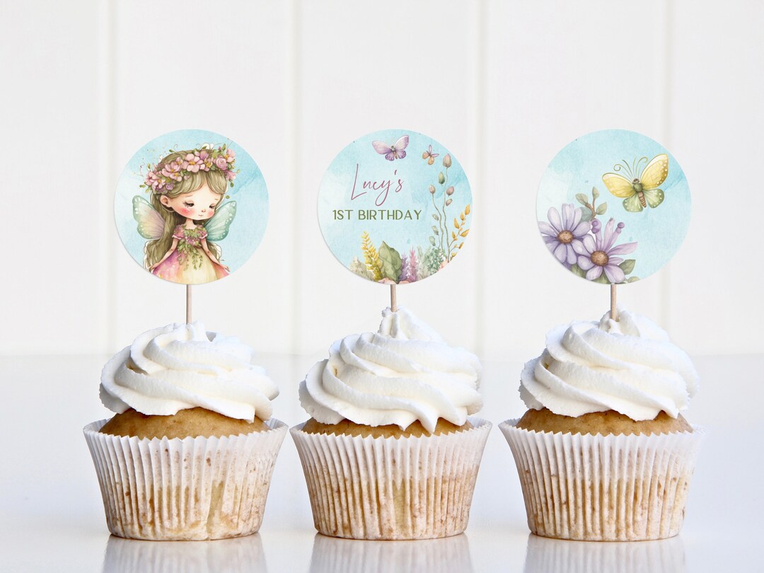 Fairy Birthday Cupcake Toppers| INSTANT DOWNLOAD | Girls Party Decor ...