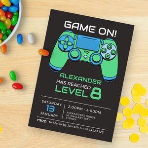 Gaming 8th Birthday Invitation | INSTANT DOWNLOAD | Video Game Party Invite | Gamer Invite | Digital Editable Printable Invite MM89