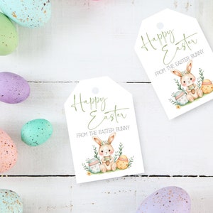 Easter Bunny with Eggs Gift Tag INSTANT DOWNLOAD Easter Treat Gift, Easter Basket Tag, Rabbit, DIY editable printable MM71