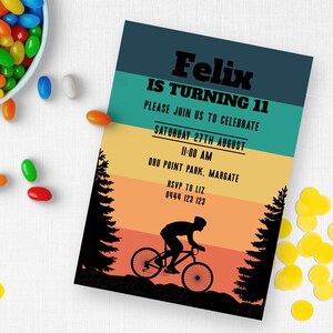 Invitation au 11e anniversaire du vélo de montagne | TÉLÉCHARGEMENT INSTANTANÉ | Invitation à la onzième fête des garçons BMX | Modèle numérique imprimable modifiable MM17