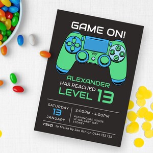 Gaming 13. Geburtstag Einladung | SOFORTIGER DOWNLOAD | Videospiel Party Invite | Gamer Invite | Digital Editable Printable Invite MM89