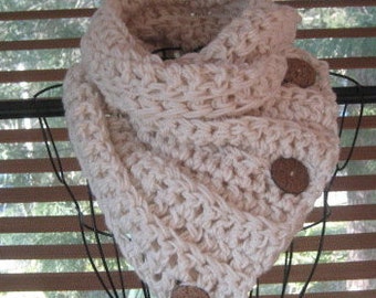 Cowl, Scarf Crochet PATTERN Only...Buttoned Scarf Crochet Scarf Crochet scarf 3 button scarf trending crochet scarf Instant Download