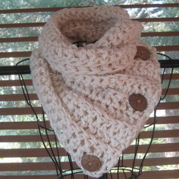 Cowl, Scarf Crochet PATTERN Only...Buttoned Scarf Crochet Scarf Crochet scarf 3 button scarf trending crochet scarf Instant Download