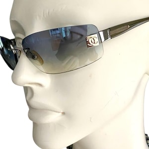 Chanel rimless sunglasses ombre lenses Chanel 4018 rimless glasses gradient lens early 2000s Chanel rectangular sunglasses Bella Hadid