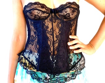 épine♡lace tulle bustier La Perla Lace Bustier Lace-up Back La Perla Boned Silver