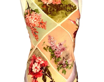 Vintage Jean Paul Gaultier Silk Floral Postcard Print Top SS 2001