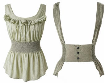 Vivienne Westwood Anglomania cotton smocked open-back peplum top