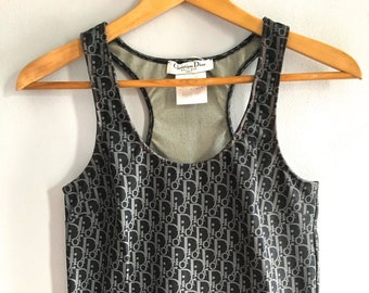 Christian Dior Ribbed Knit Tank Top J'adore Dior Crop Top Black