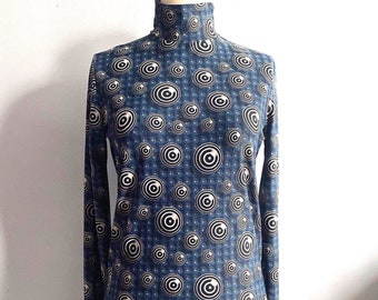 Gaultier optical illusion orb print Vasarely knit jersey Jean Paul Gaultier globes print top JPG FW 1996 spheres zip shoulder unisex Maille