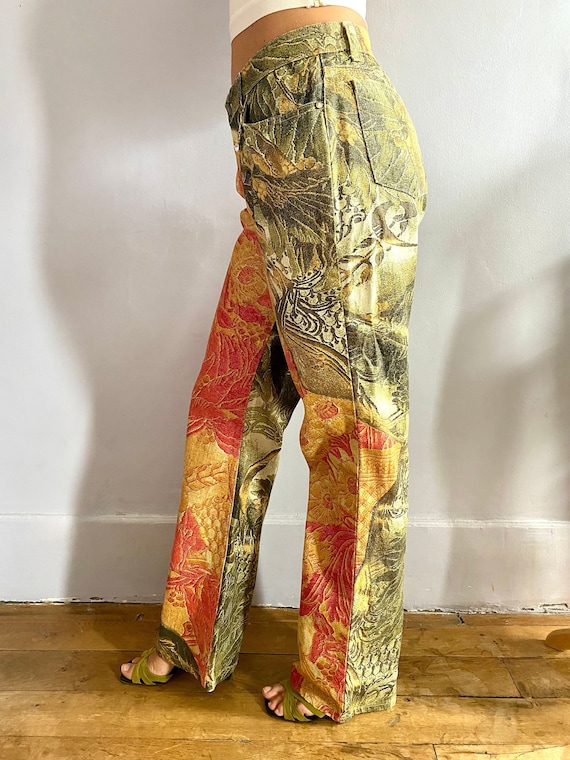 Vintage Roberto Cavalli Tapestry Print Jeans: Glitter Renaissance