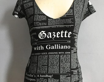 John Galliano Gazette Top Newspaper Print T-shirt Vintage John Galliano Gazette Top Newspaper Print T-shirt Vintage