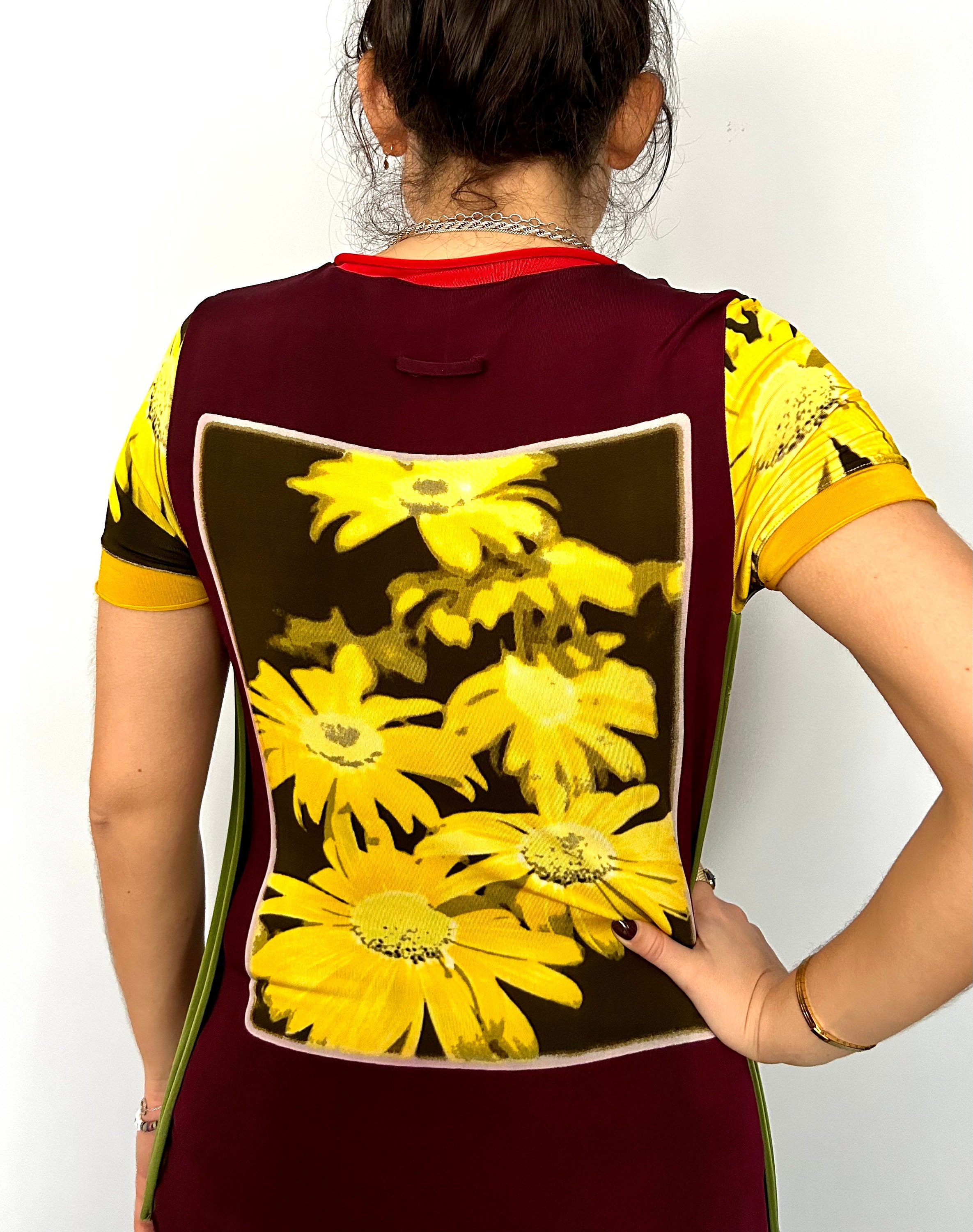 Jean Paul Gaultier Silkscreen Flower Knit Top 00s Gaultier