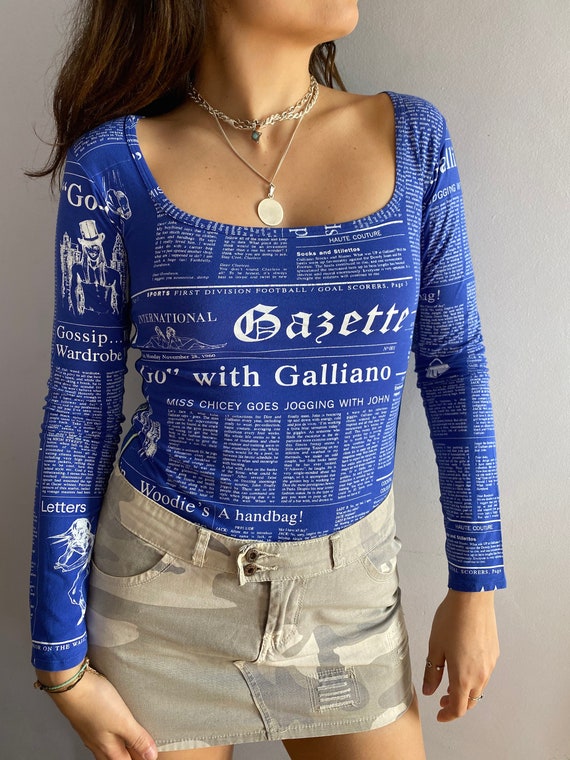John Galliano Gazette Top Newspaper Print T-shirt Vintage John