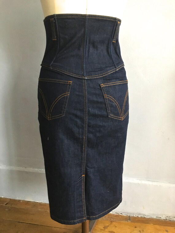 Dolce Gabbana High Waisted Denim Pencil Skirt 90s D&G