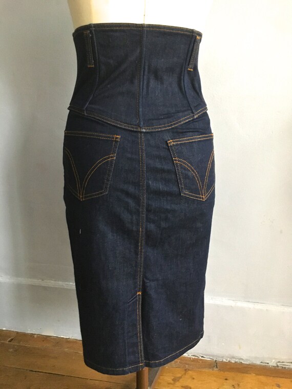 Dolce Gabbana high waisted denim pencil skirt 90s… - image 10