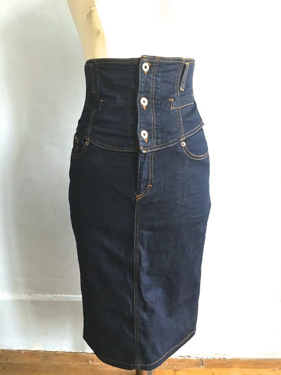 Dolce Gabbana high waisted denim pencil skirt 90s… - image 4