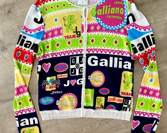 John Galliano Y2K Newsprint zip hoodie | Grailed