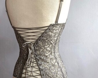 La Perla Lace Bustier Lace-up Back La Perla Boned Silver