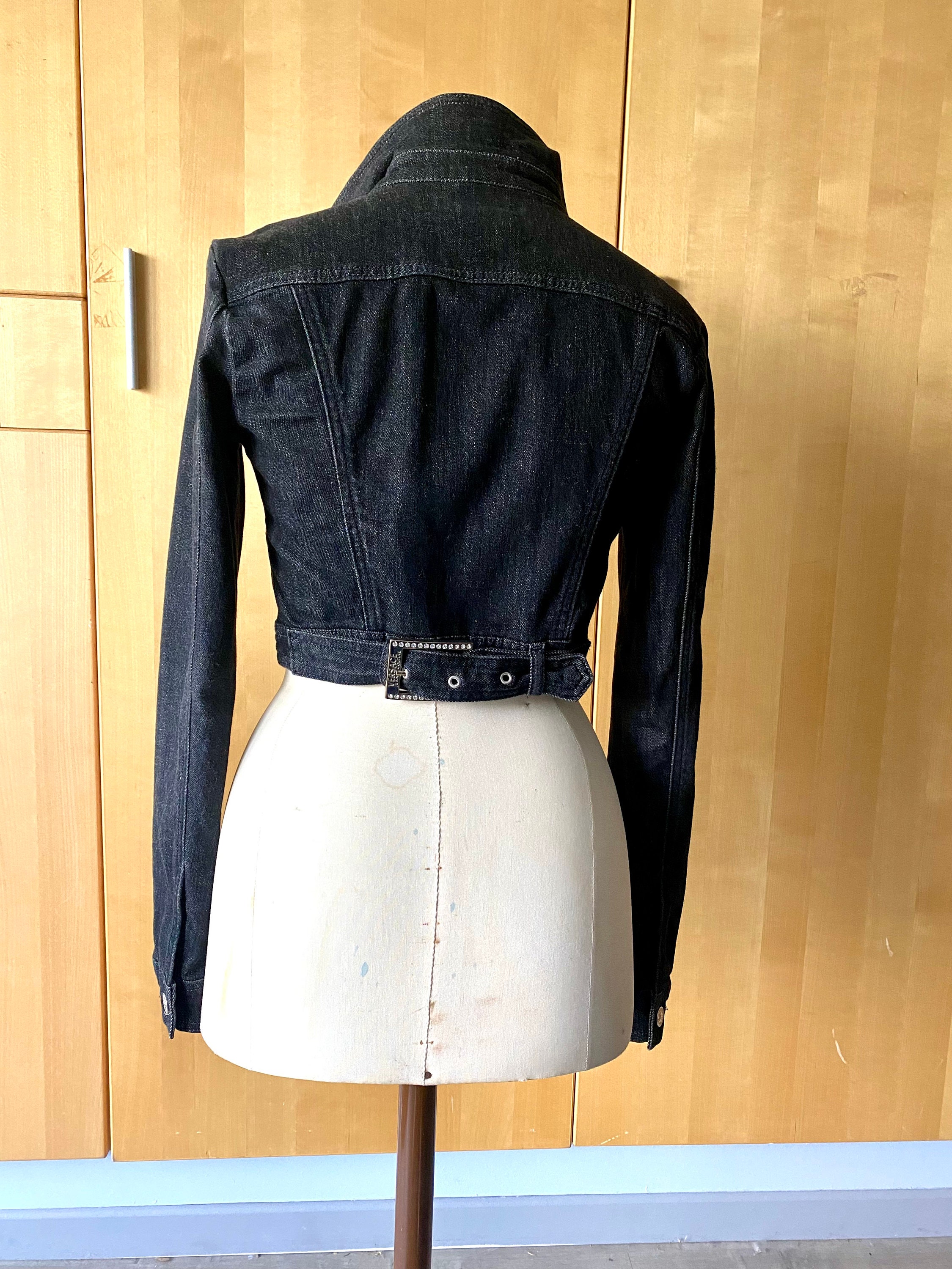 Versace 90s Denim Cropped Jacket Rhinestones 90s Versace