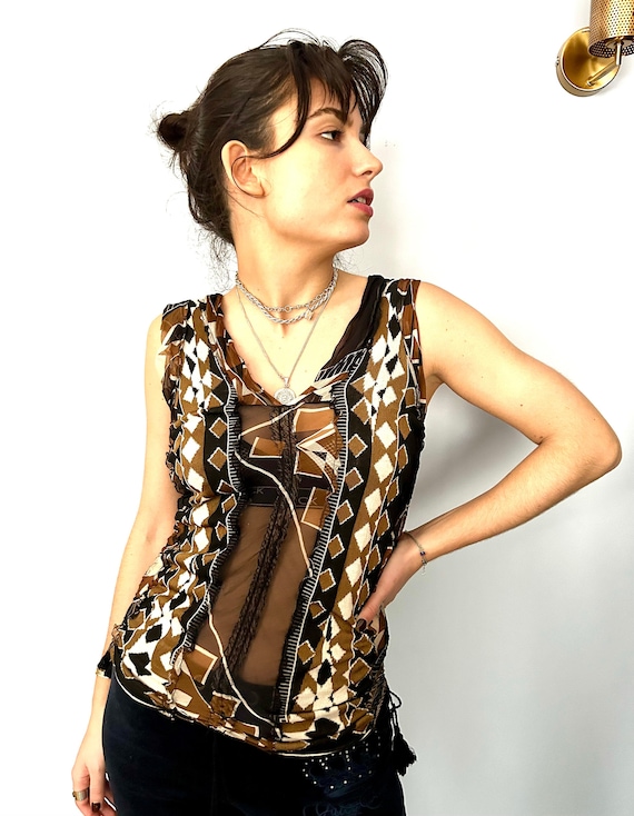 Vintage Jean Paul Gaultier Maille Knit Top: Chiffon Insets