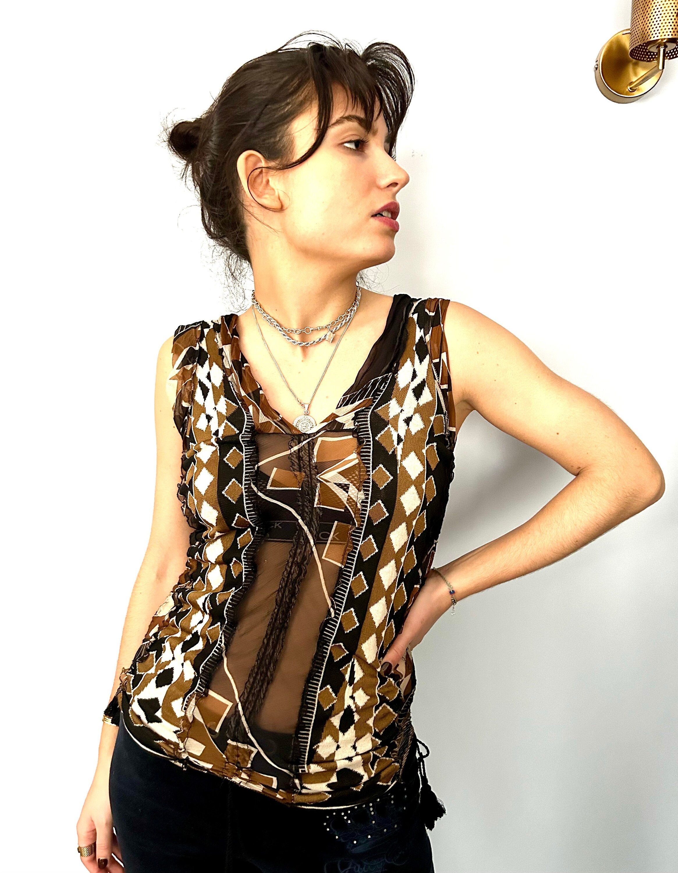 Vintage Jean Paul Gaultier Maille Knit Top: Chiffon Insets