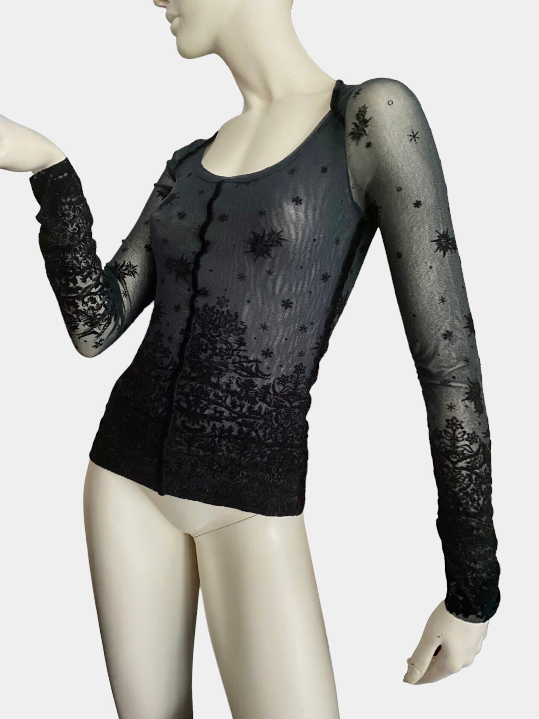 SHEER VELOUR POWER SHOULDER TOPS（SHEER VELOUR POWER