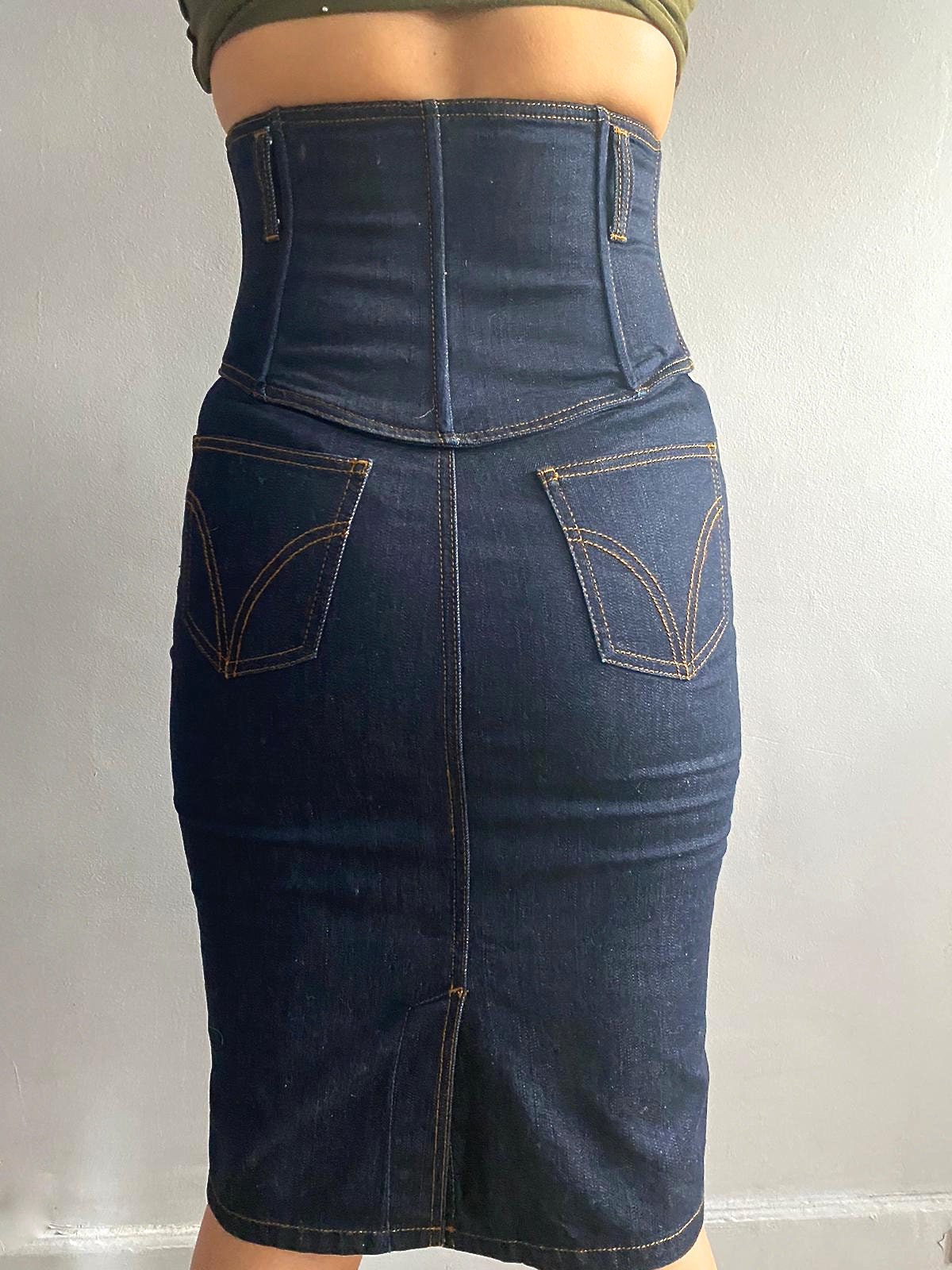 超高品質で人気の Dolce Gabbana D&G 90s Skirt Pencil Denim Waisted High スカート