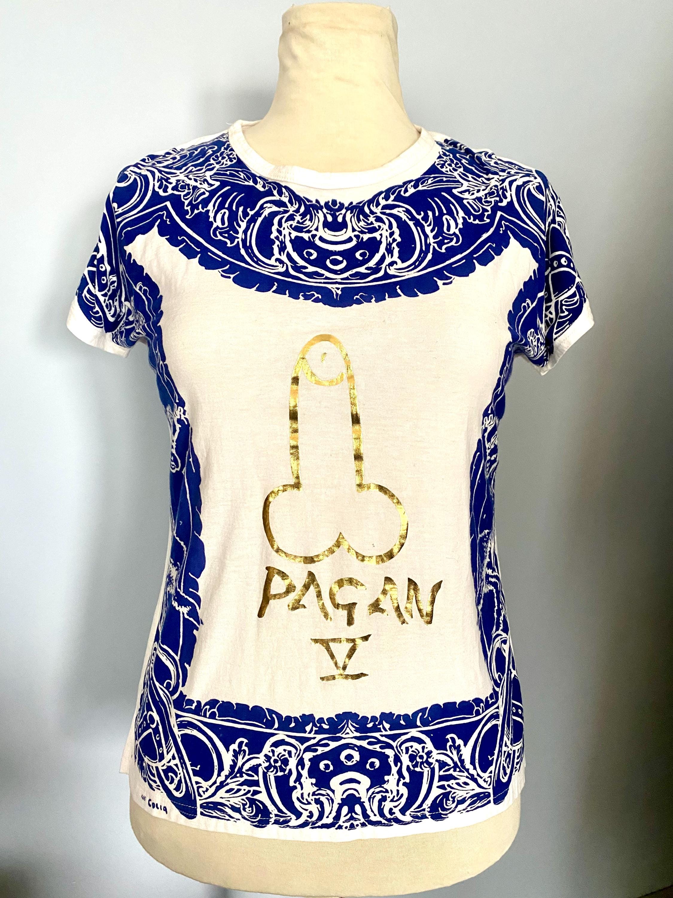 Vintage Vivienne Westwood Pagan V T-shirt, Gold Foil Motif, 1990s 