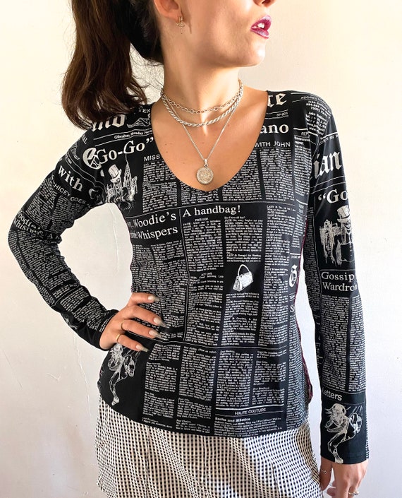 John Galliano Gazette top newspaper print t-shirt