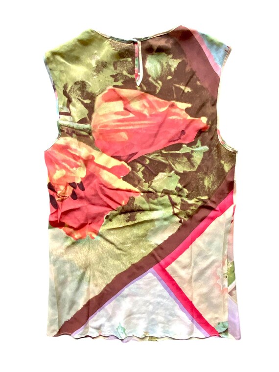 Jean Paul Gaultier Vintage Silk Floral Postcard Print Top 2001