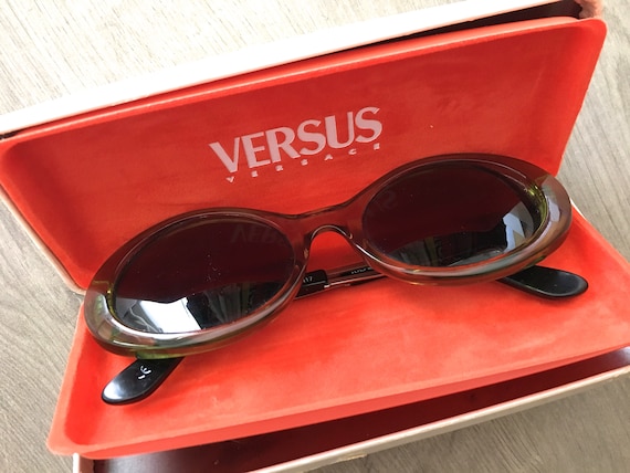 Versace Versus 90s sunglasses Versace green oval … - image 7