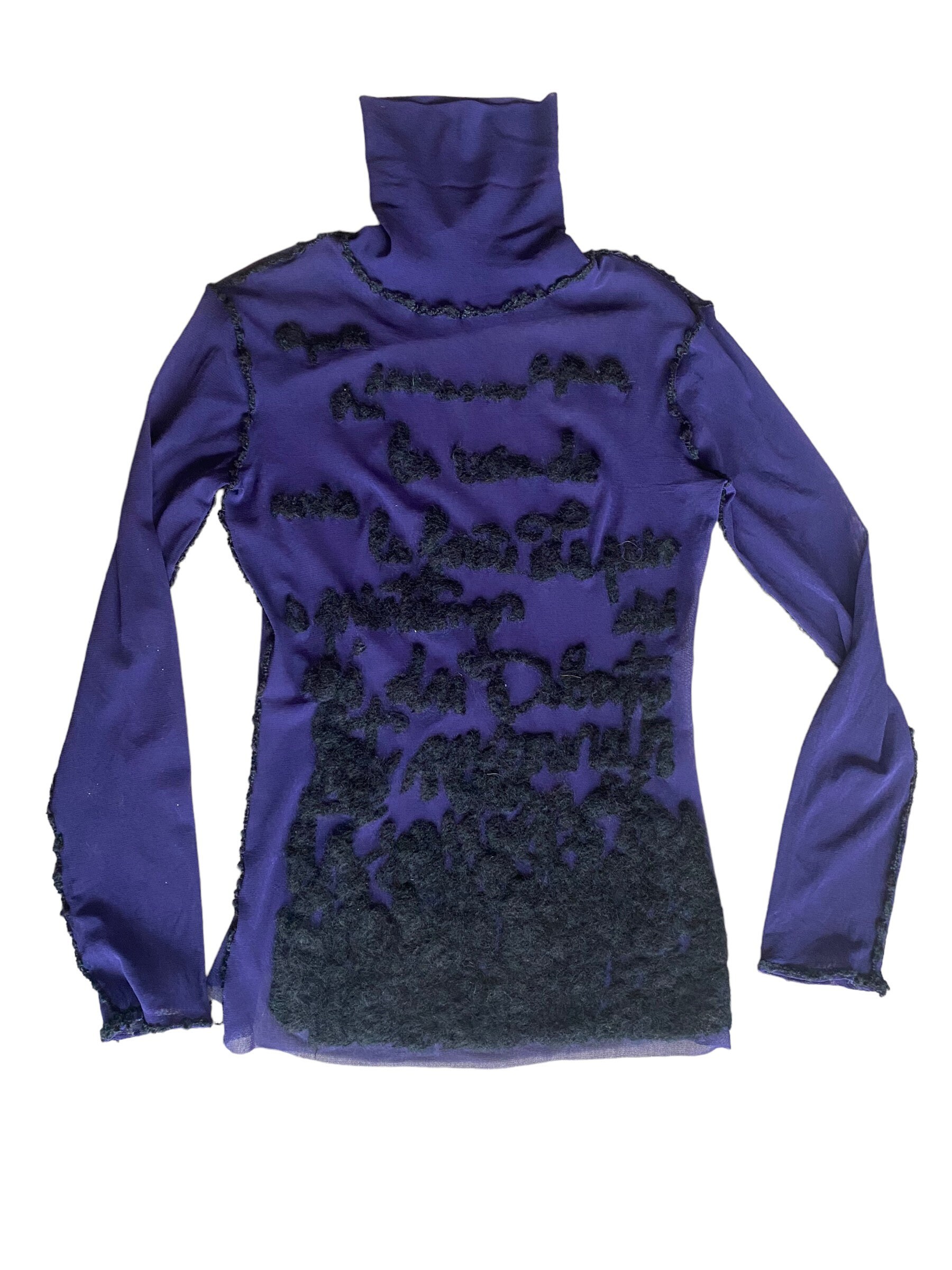 Gaultier Sheer Mesh Top Embroidered Handwriting FW 2001 Jean Gaultier Sheer Mesh Top Embroidered Handwriting FW 2001 Jean