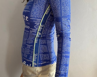 John Galliano Gazette 長袖カットソー John Galliano Gazette Top Newspaper Print T-shirt Vintage John