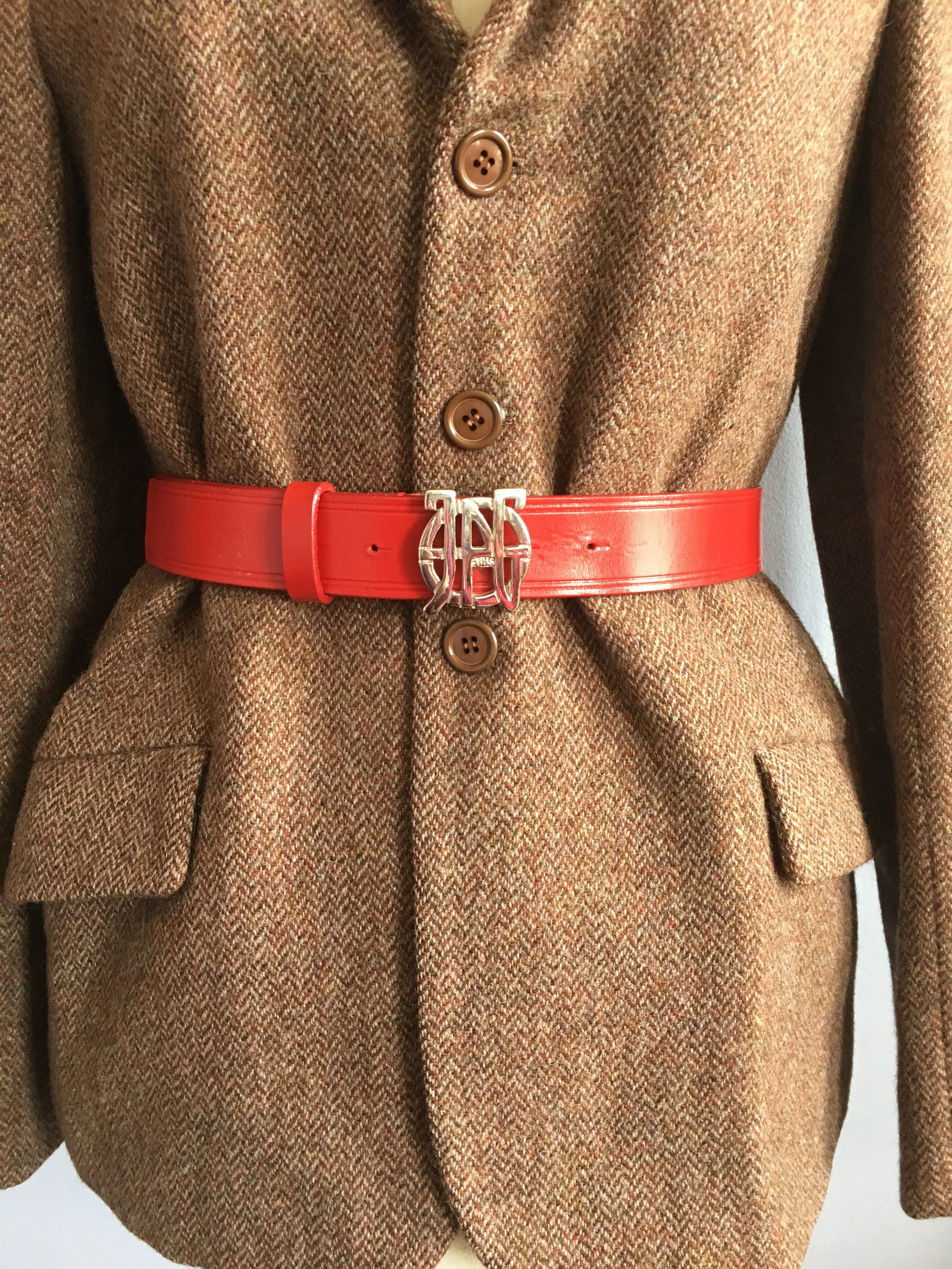 jean Paul gaultierヴィンテージシェイクハンド本革ベルト黒（P
