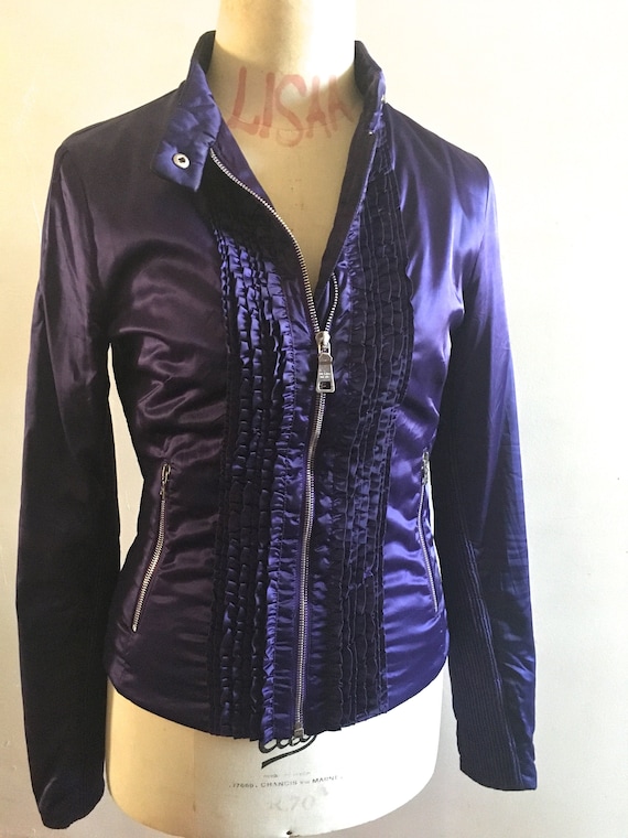 Prada Satin Moto Jacket Prada Fitted Ruffled Satin Jacket Prada Satin Moto Jacket Prada Fitted Ruffled Satin Jacket