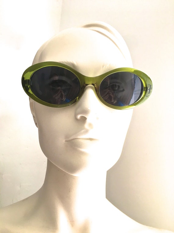 Versace Versus 90s sunglasses Versace green oval … - image 2