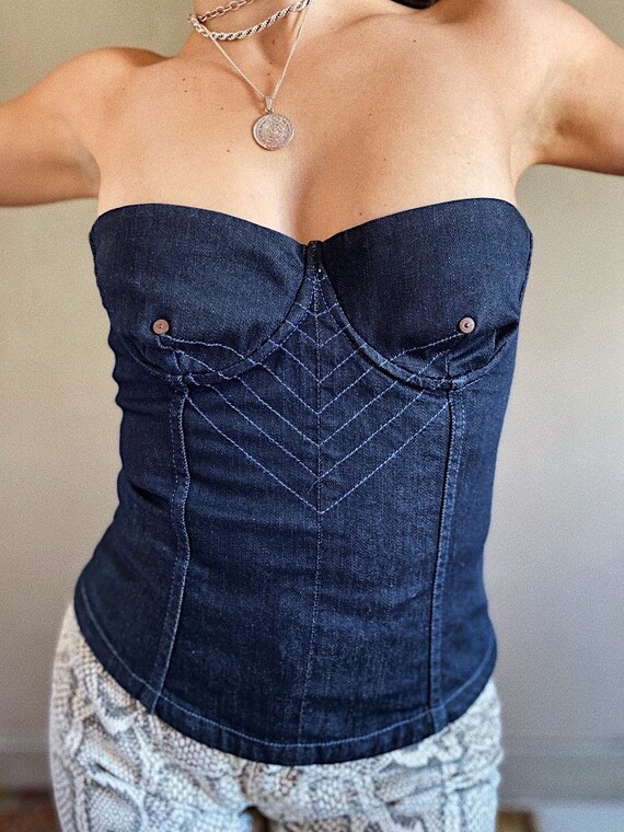 Jean Paul Gaultier denim bustier raw denim underwi