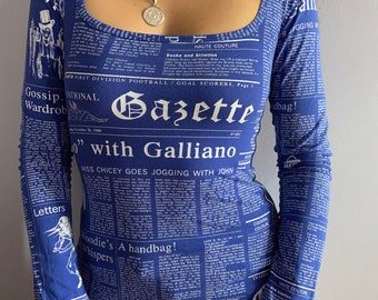 John Galliano Gazette Top Newspaper Print T-shirt Vintage