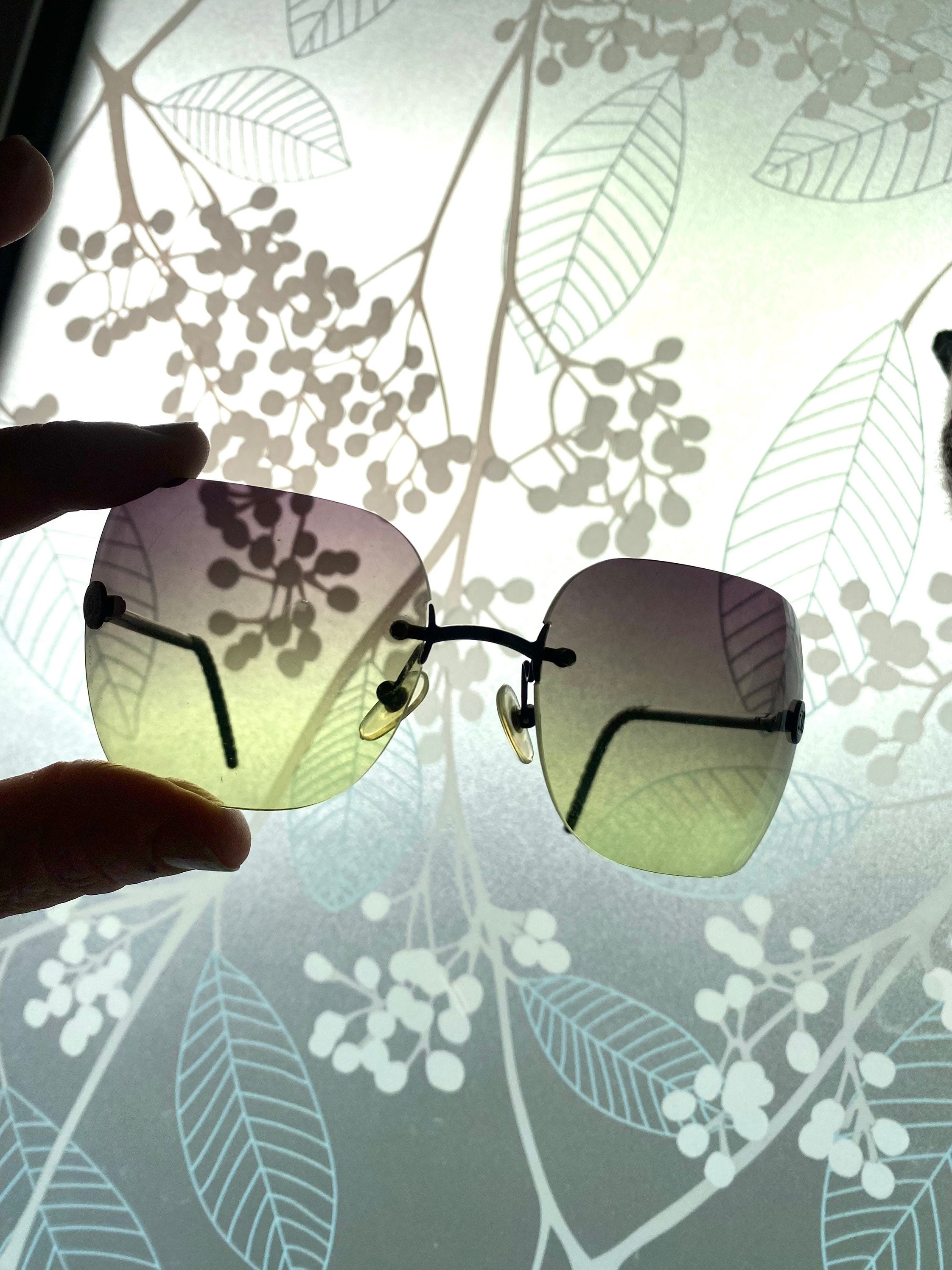 Chanel Black, Pattern Print Interlocking CC Logo Cat-Eye Sunglasses